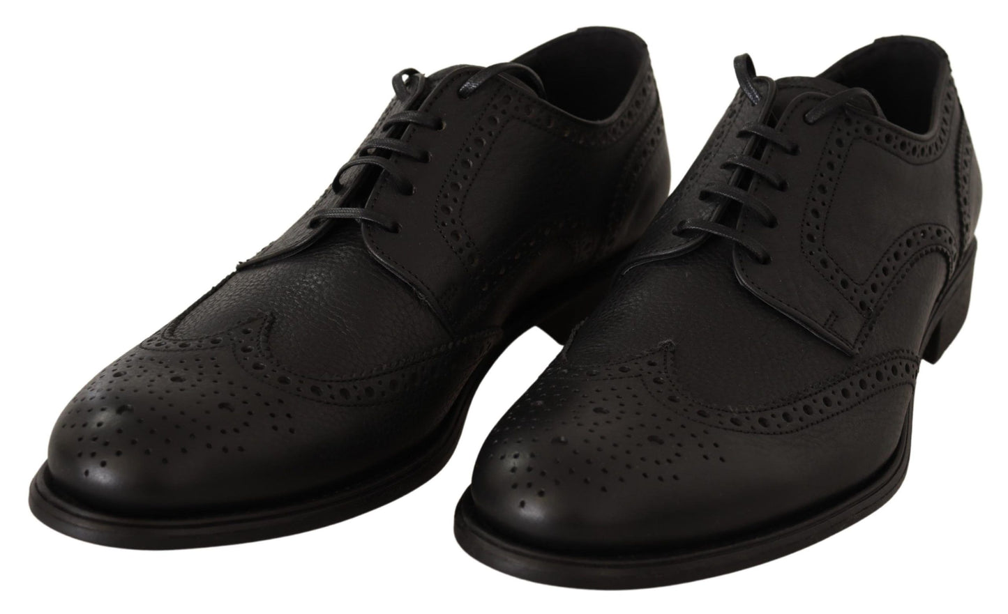 Dolce & Gabbana Elegante Zwarte Leren Derby Wingtip Schoenen