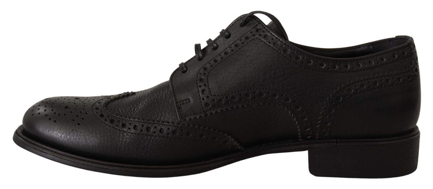 Dolce & Gabbana Elegante Zwarte Leren Derby Wingtip Schoenen