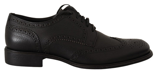 Dolce & Gabbana Elegante Zwarte Leren Derby Wingtip Schoenen