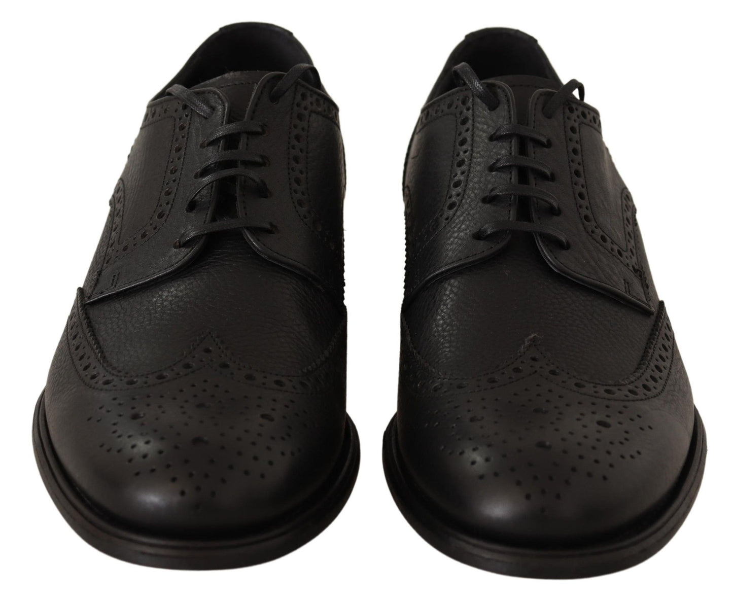 Dolce & Gabbana Elegante Zwarte Leren Derby Wingtip Schoenen