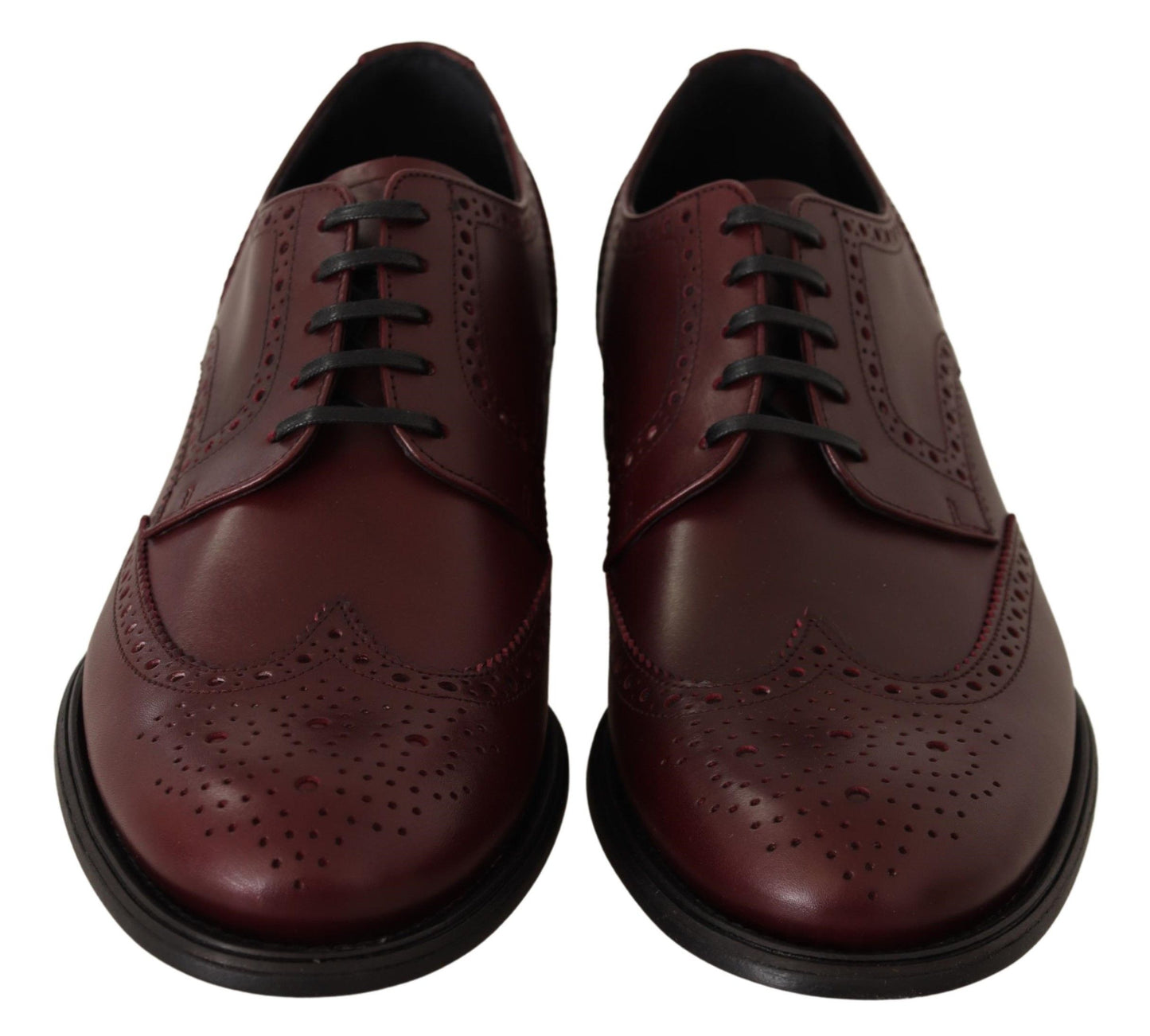 Dolce & Gabbana Elegante Bordeaux Leren Derby Schoenen