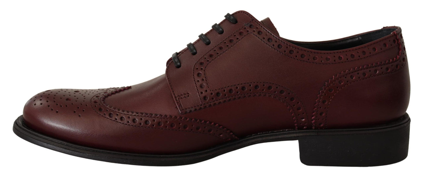 Dolce & Gabbana Elegante Bordeaux Leren Derby Schoenen