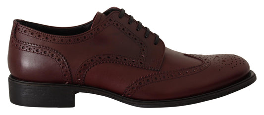 Dolce & Gabbana Elegante Bordeaux Leren Derby Schoenen