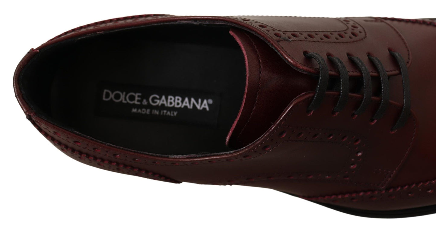 Dolce & Gabbana Elegante Bordeaux Leren Derby Schoenen