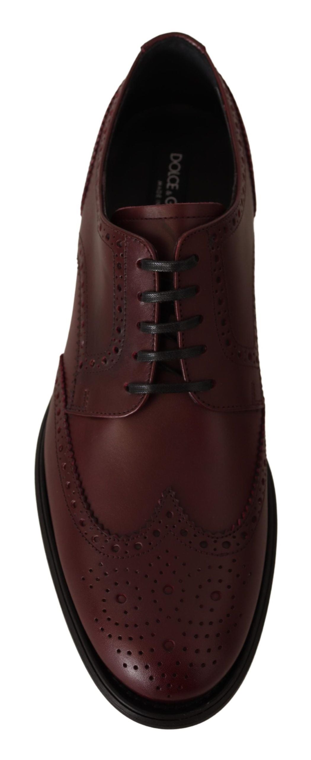 Dolce & Gabbana Elegante Bordeaux Leren Derby Schoenen