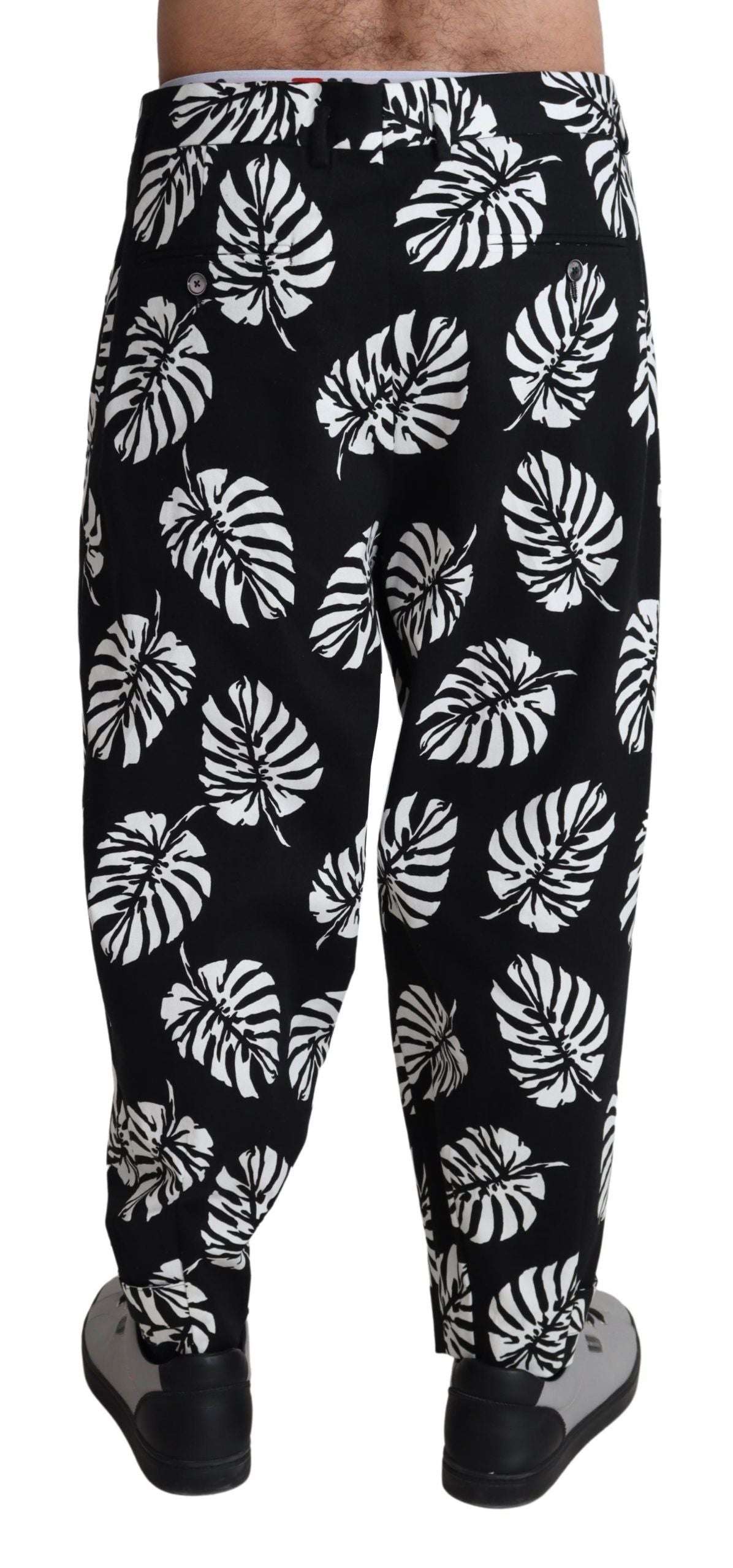 Dolce & Gabbana Elegante Palmblad Print Katoenen Broek