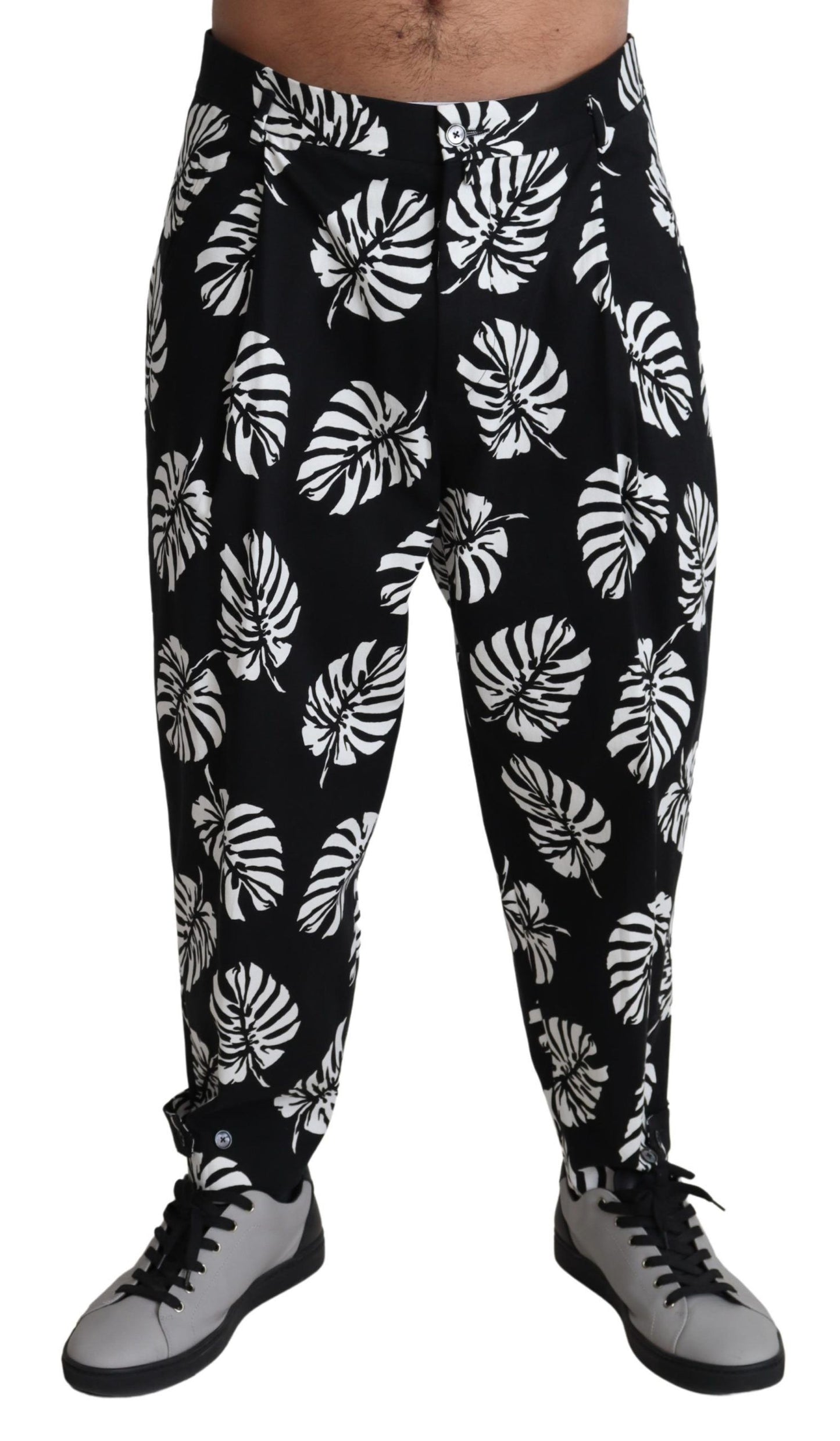 Dolce & Gabbana Elegante Palmblad Print Katoenen Broek