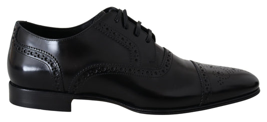 Dolce & Gabbana Elegante Zwarte Leren Formele Derby Schoenen