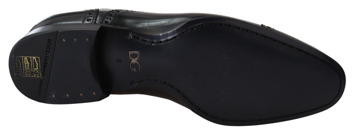 Dolce & Gabbana Elegante Zwarte Leren Formele Derby Schoenen