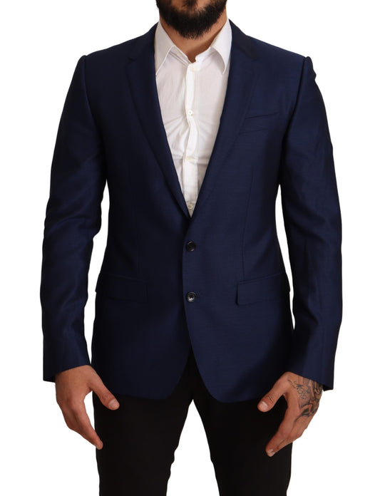 Dolce & Gabbana Navy Blue Virgin Wool Martini Blazer