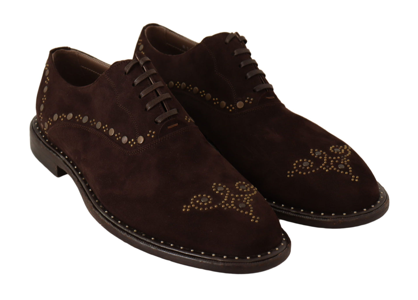 Dolce & Gabbana Elegante Bruine Su������de Derby Schoenen Met Studs