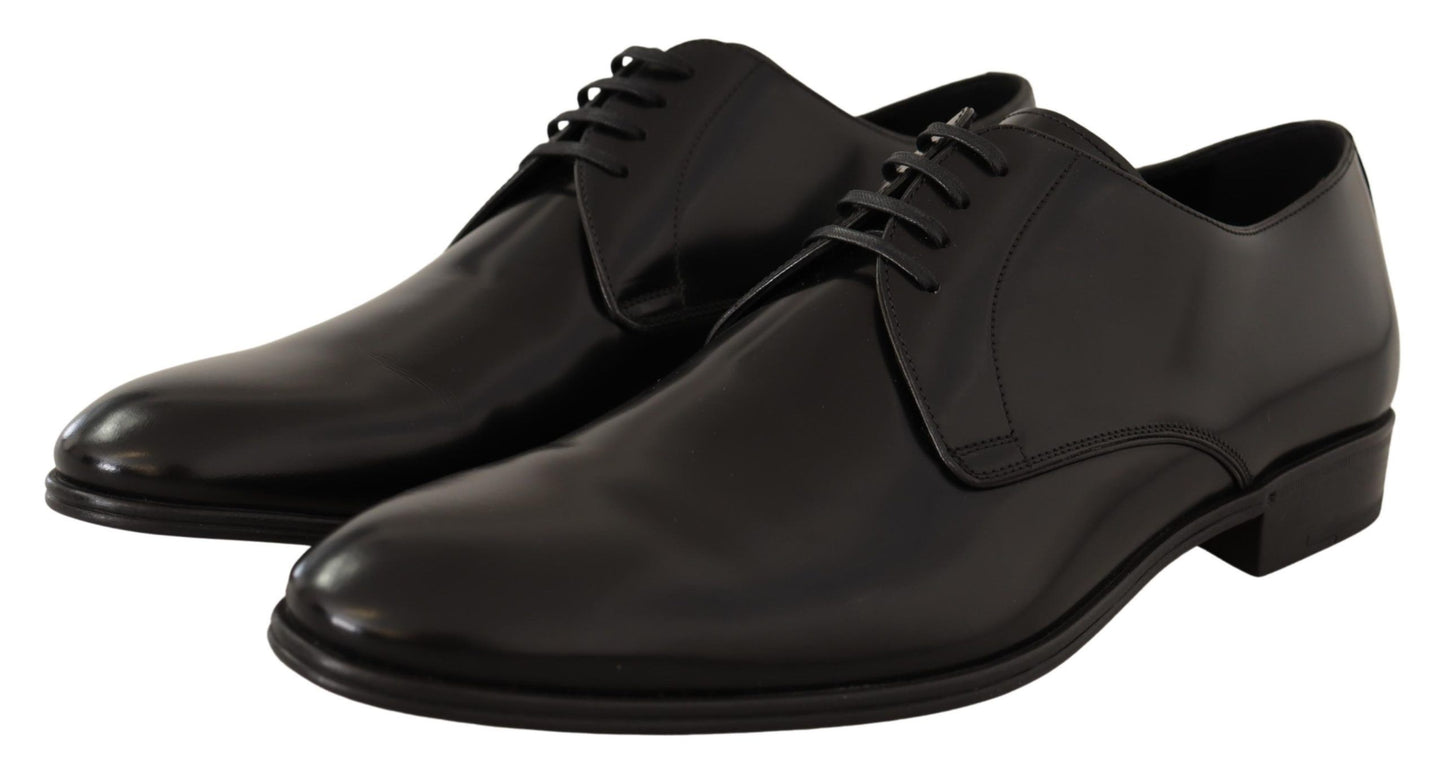 Dolce & Gabbana Elegante Zwarte Leren Derby Schoenen