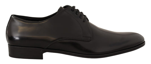 Dolce & Gabbana Elegante Zwarte Leren Derby Schoenen