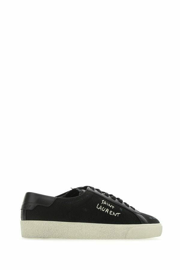 Saint Laurent Strakke Zwarte Canvas & Leren Lage Sneakers