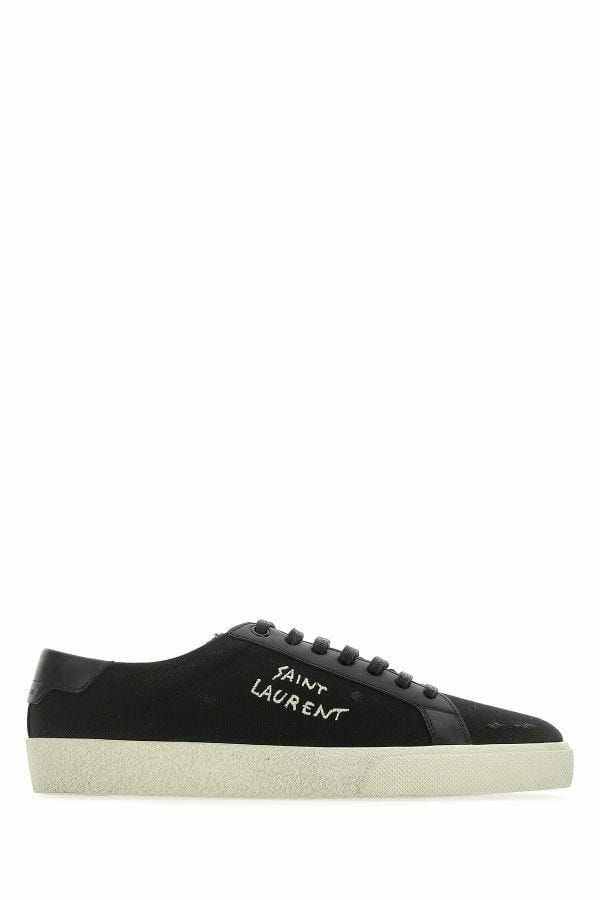 Saint Laurent Strakke Zwarte Canvas & Leren Lage Sneakers