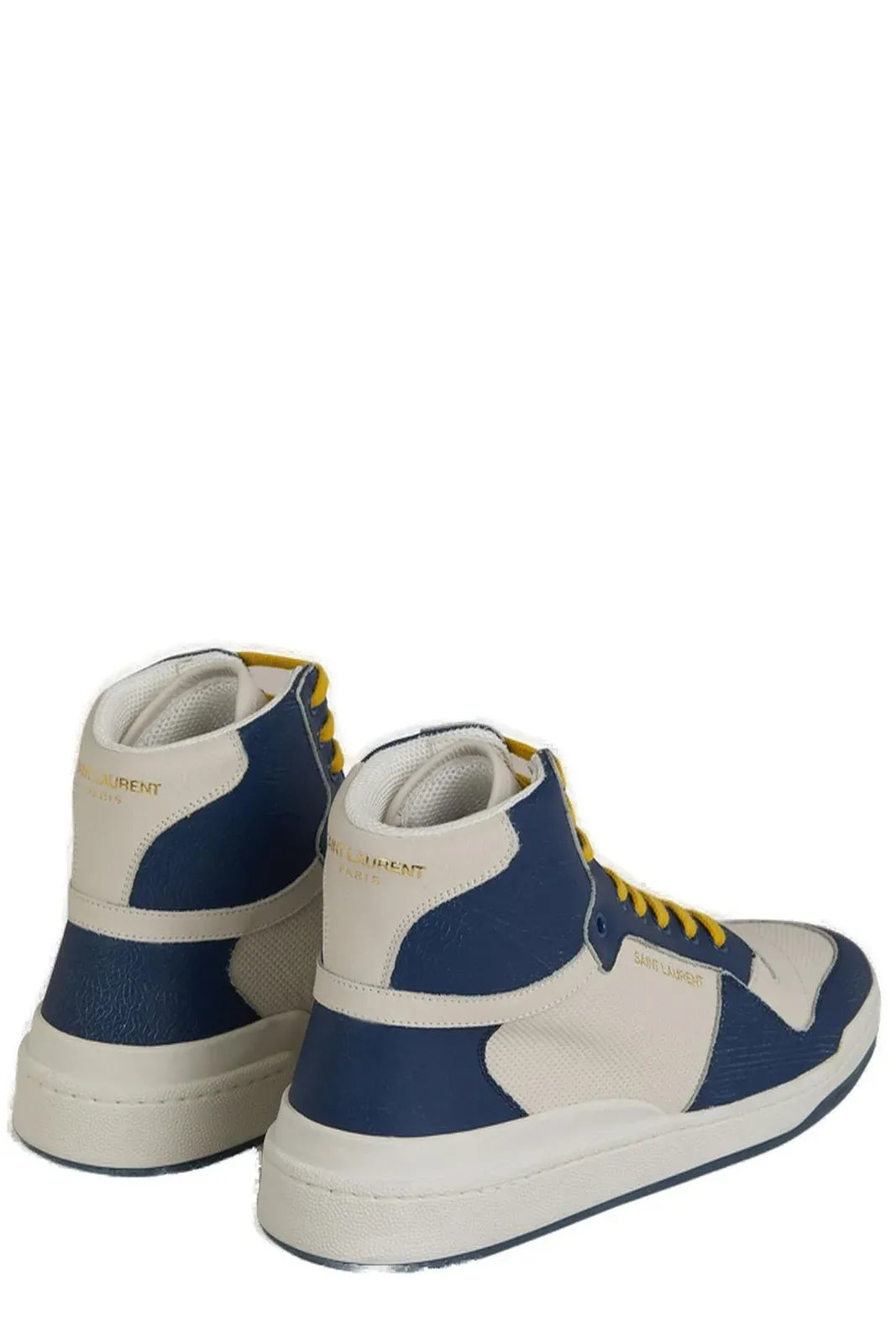 Saint Laurent Vergroot uw stijl met luxe blauwe mid-top sneakers