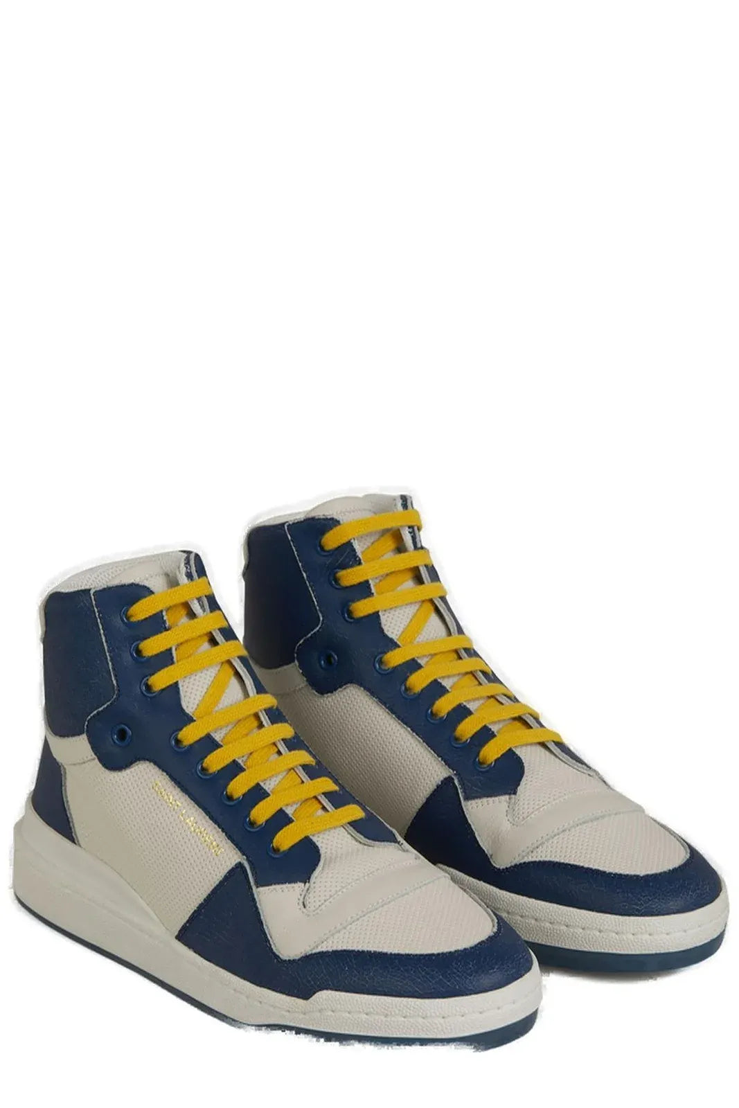 Saint Laurent Vergroot uw stijl met luxe blauwe mid-top sneakers