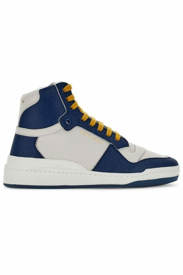 Saint Laurent Vergroot uw stijl met luxe blauwe mid-top sneakers