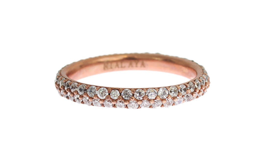 Nialaya Chic roze kristal-ingelegde zilveren ring