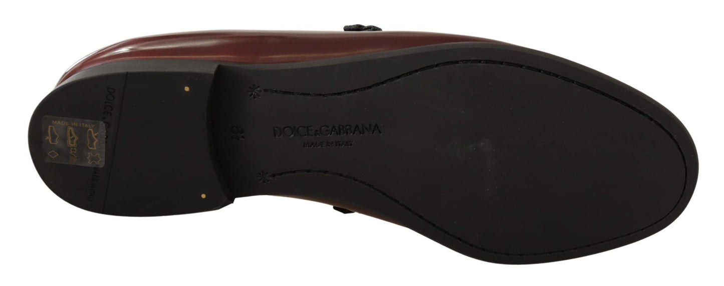 Dolce & Gabbana Elegante Bordeaux Leren Loafers