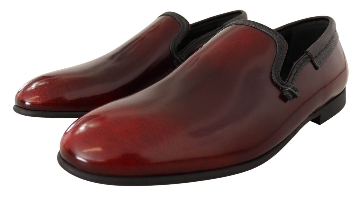 Dolce & Gabbana Elegante Bordeaux Leren Loafers