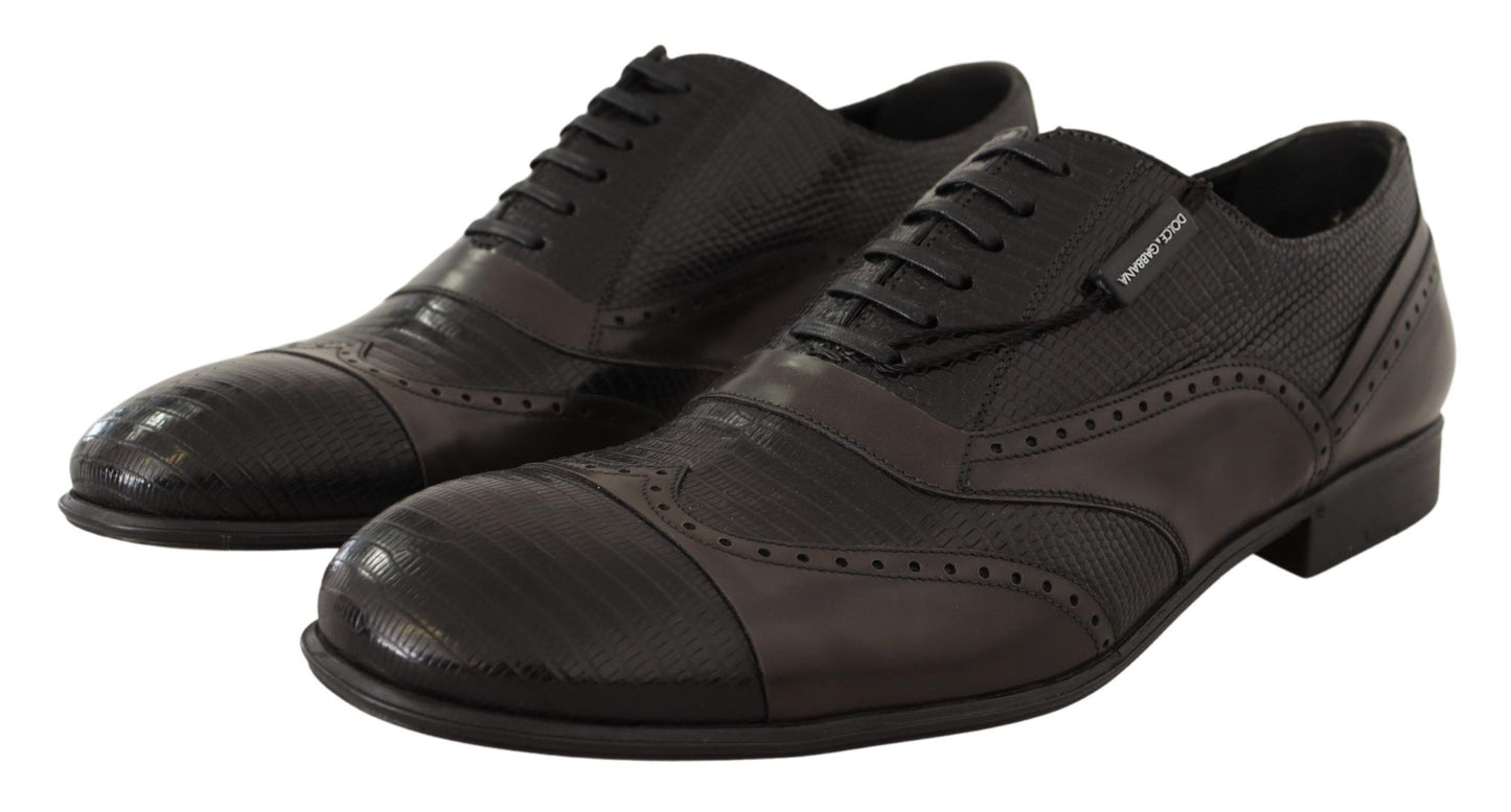 Dolce & Gabbana Elegante Bruine Hagedisleren Oxford Schoenen