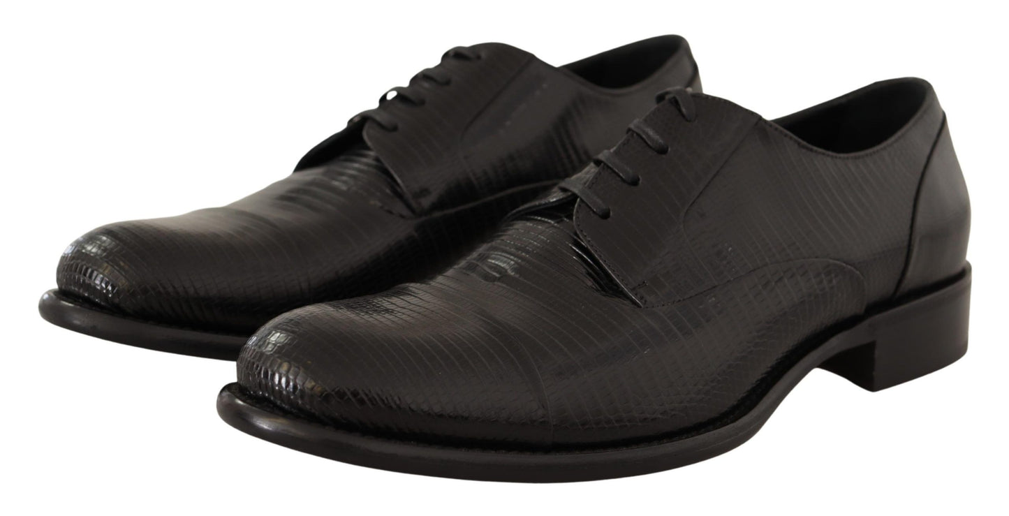 Dolce & Gabbana Elegante Zwarte Hagedissenhuid Derby Schoenen