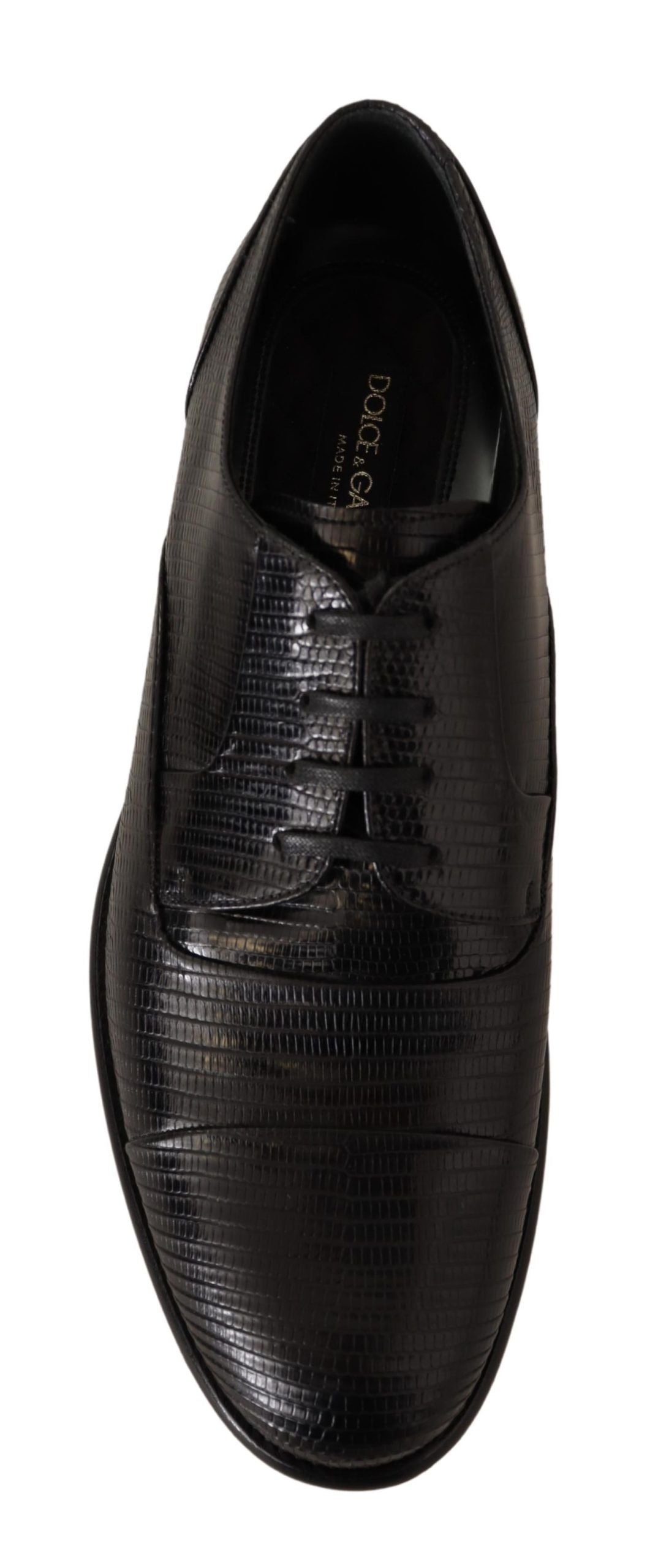 Dolce & Gabbana Elegante Zwarte Hagedissenhuid Derby Schoenen