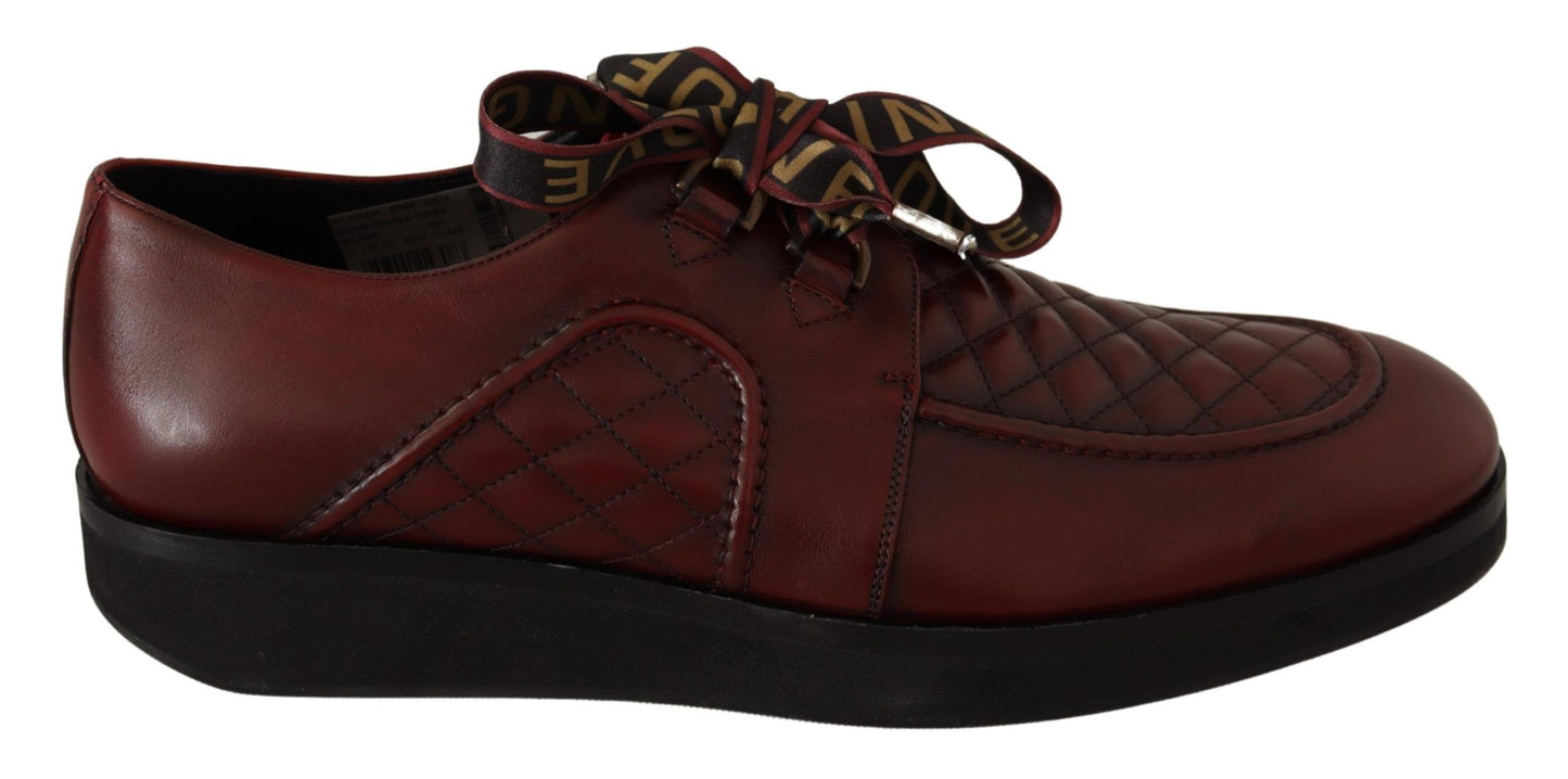 Dolce & Gabbana Elegante Bordeaux Derby Leren Schoenen