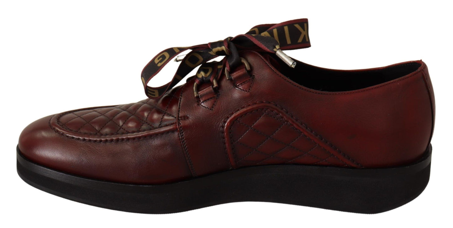 Dolce & Gabbana Elegante Bordeaux Derby Leren Schoenen