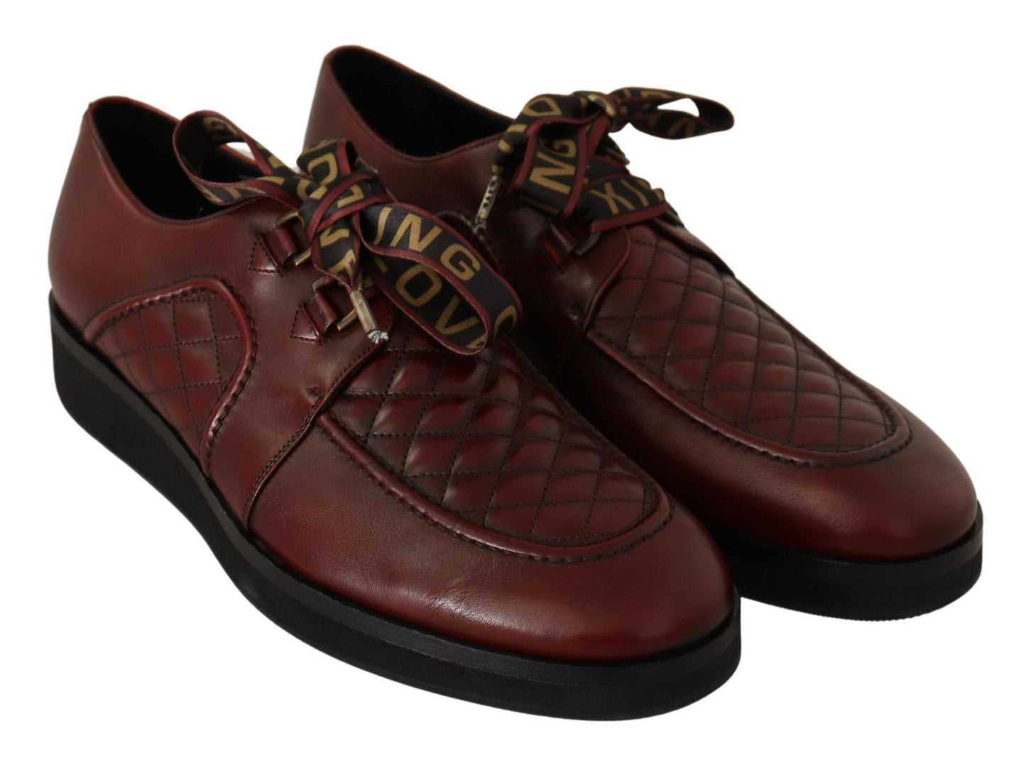 Dolce & Gabbana Elegante Bordeaux Derby Leren Schoenen