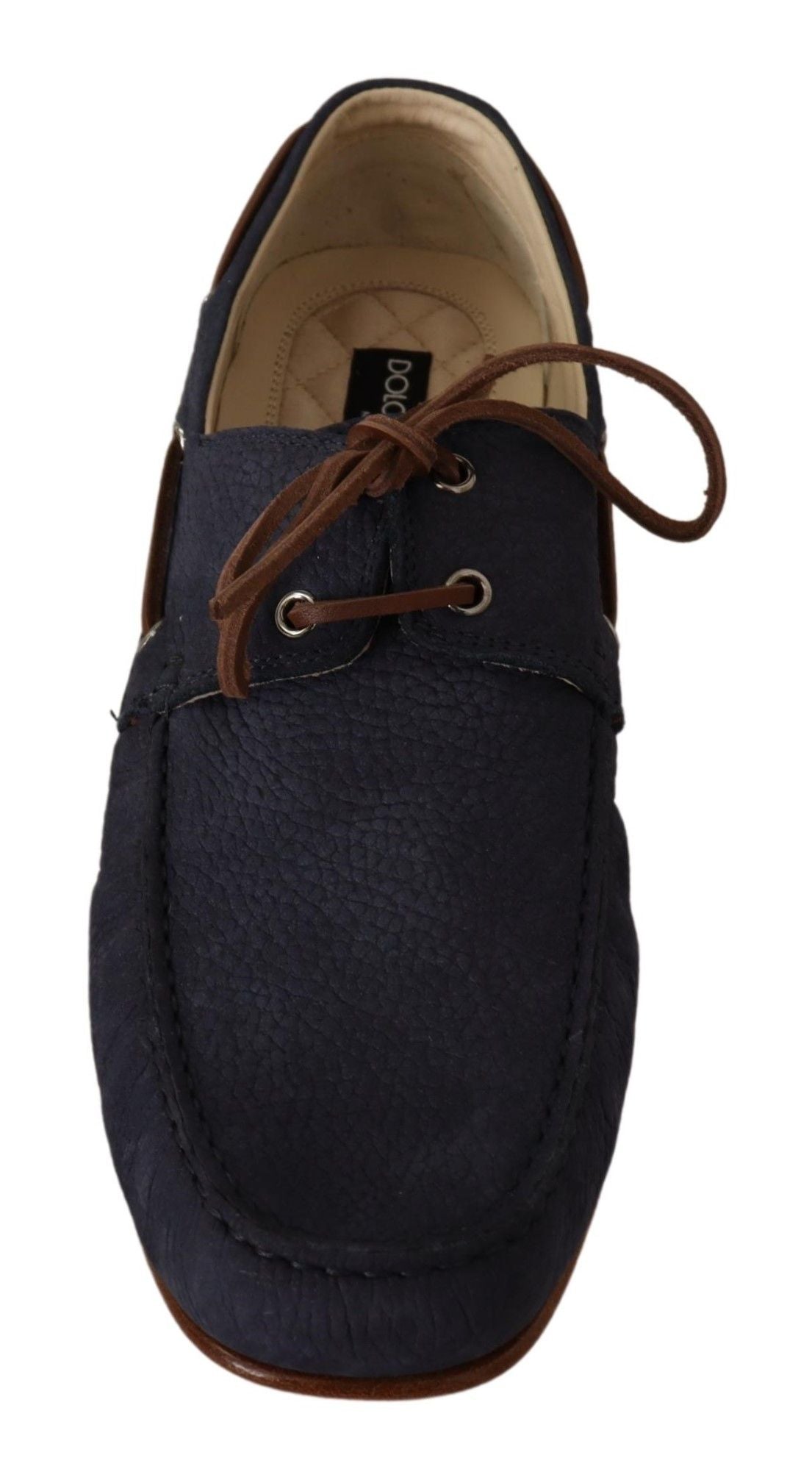 Dolce & Gabbana Elegante Blauwe & Bruine Leren Bootschoenen