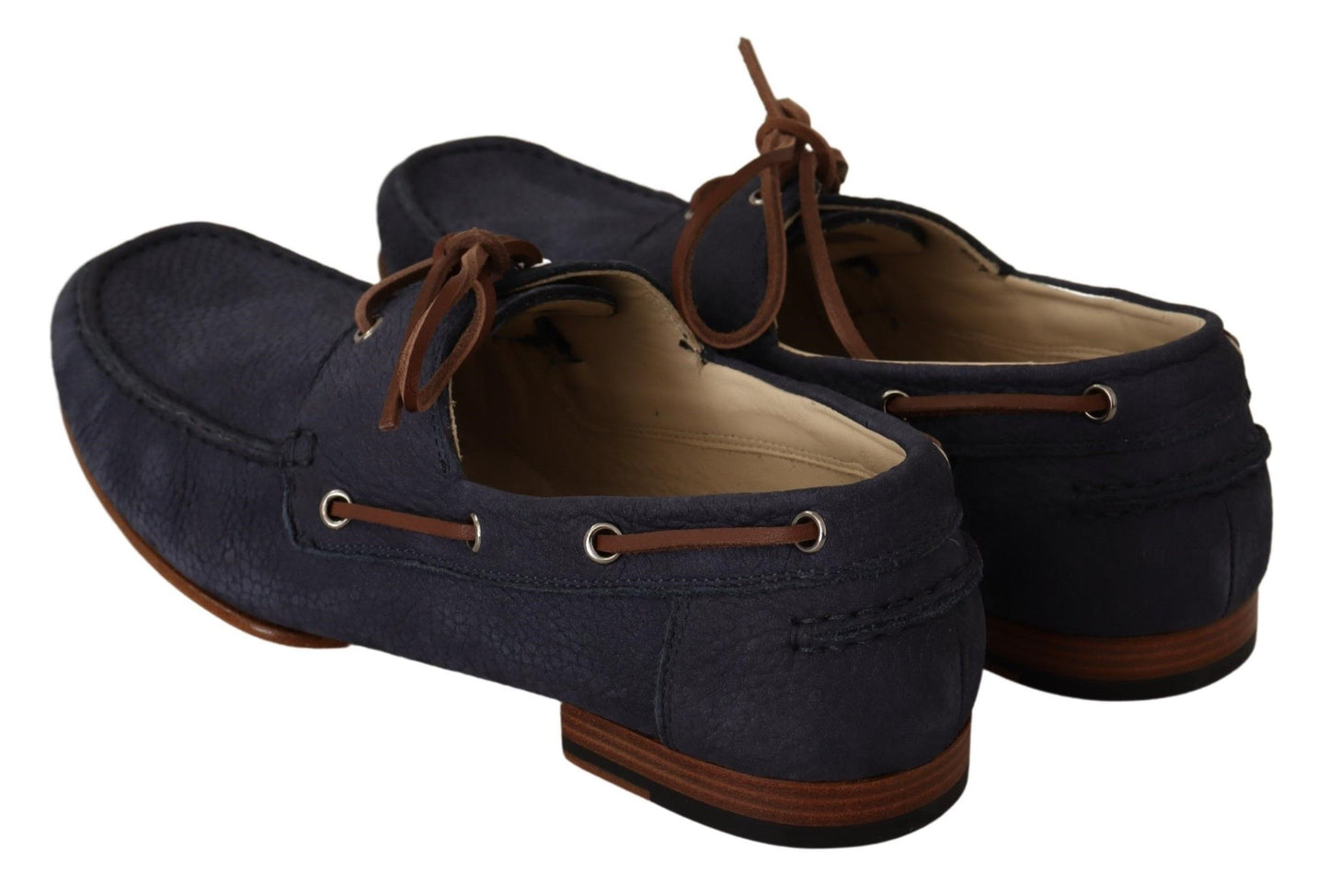 Dolce & Gabbana Elegante Blauwe & Bruine Leren Bootschoenen