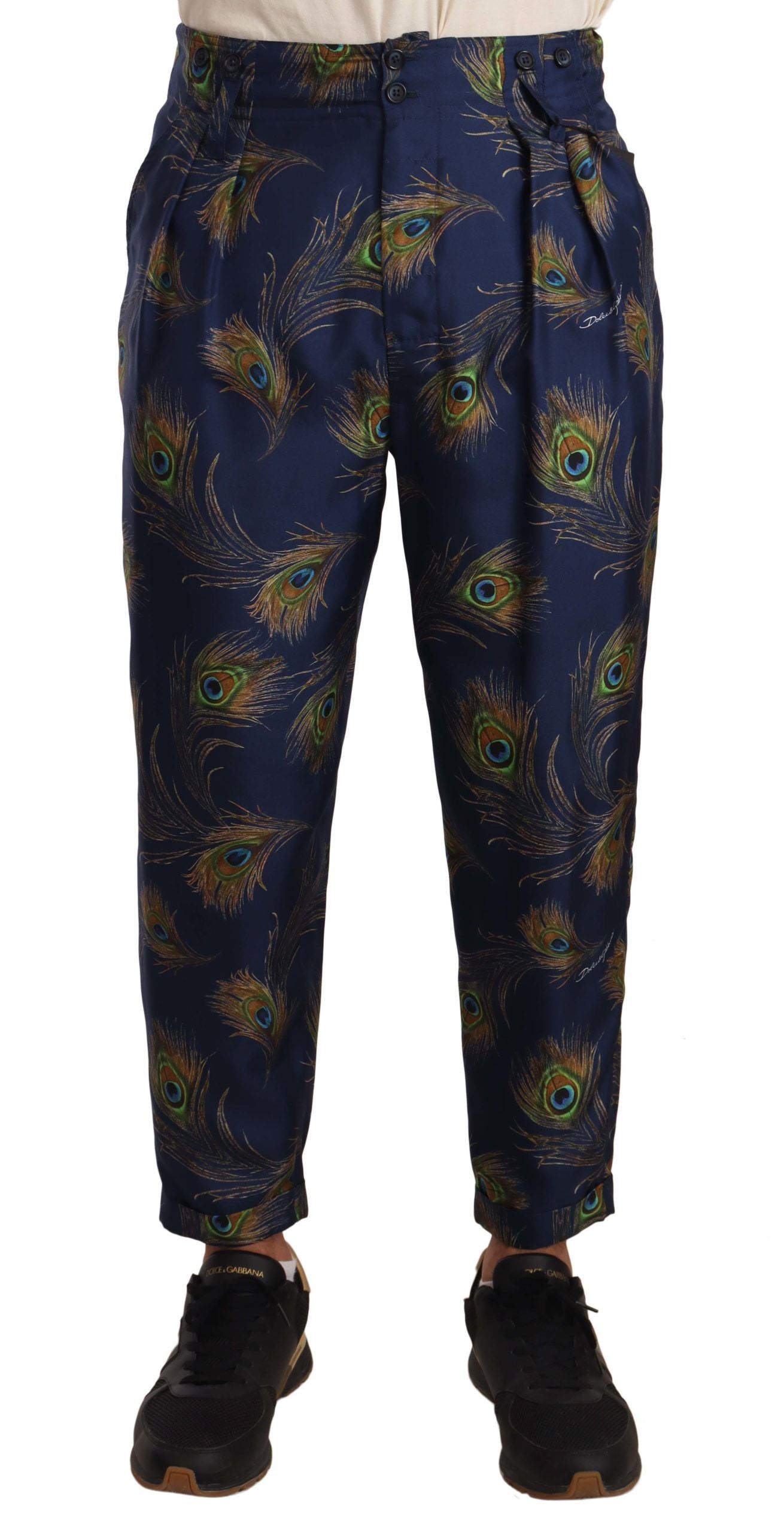 Dolce & Gabbana Exquisite Pauw Print Zijden Broek