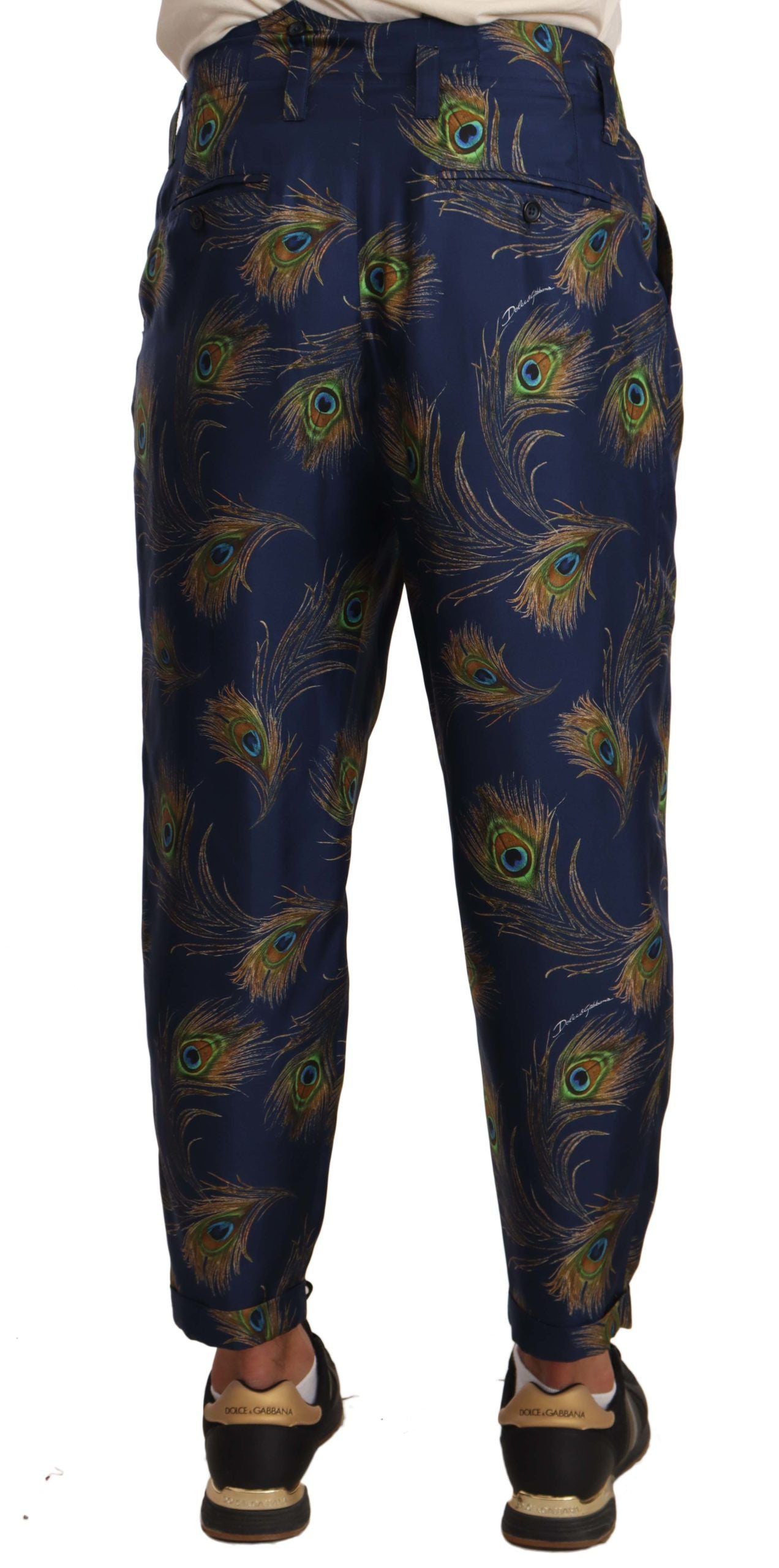 Dolce & Gabbana Exquisite Pauw Print Zijden Broek