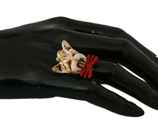 Dolce & Gabbana Elegante Goudkleurige Ring Ge��nspireerd Op Honden