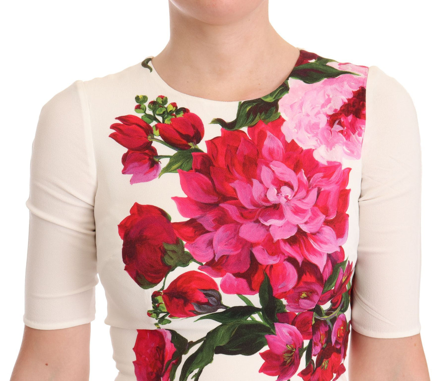 Dolce & Gabbana Elegante Bloemen Midi Bodycon Jurk