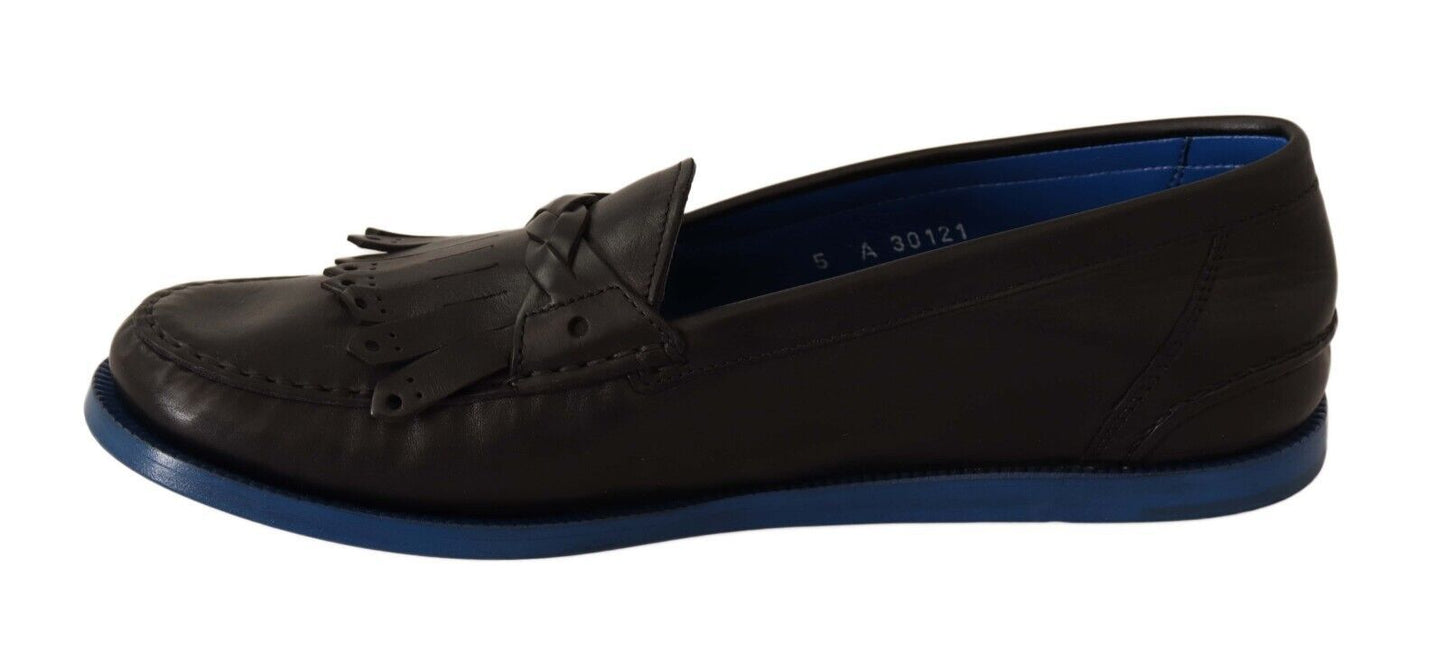 Dolce & Gabbana Italiaanse luxe leren loafers met kwastjes