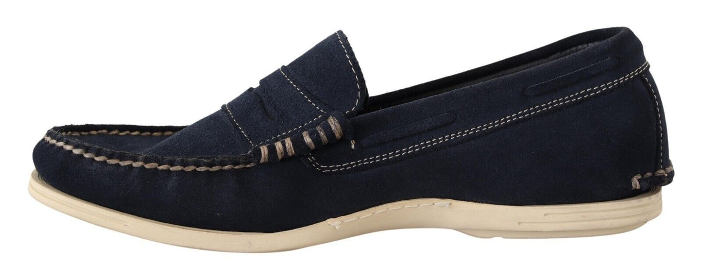 Pollini Chic Suede Blauwe Mocassins voor Heren