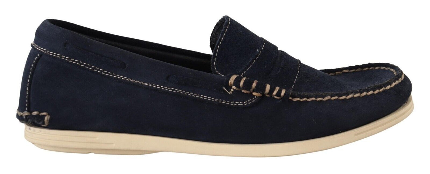 Pollini Chic Suede Blauwe Mocassins voor Heren