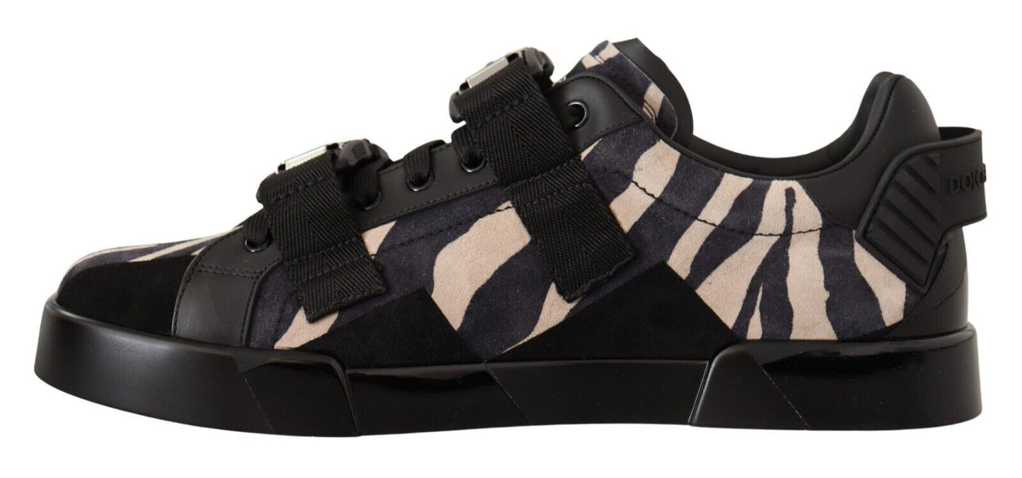 Dolce & Gabbana Zebra Suède Lage Top Mode Sneakers