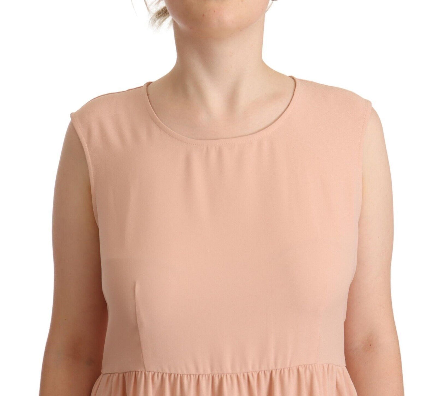 Twinset Elegante Beige Mouwloze Shiftjurk