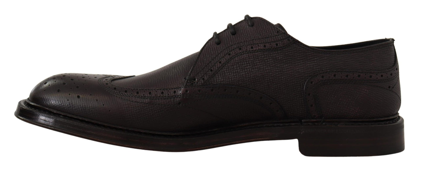 Dolce & Gabbana Elegante Paarse Wingtip Heren Formele Schoenen