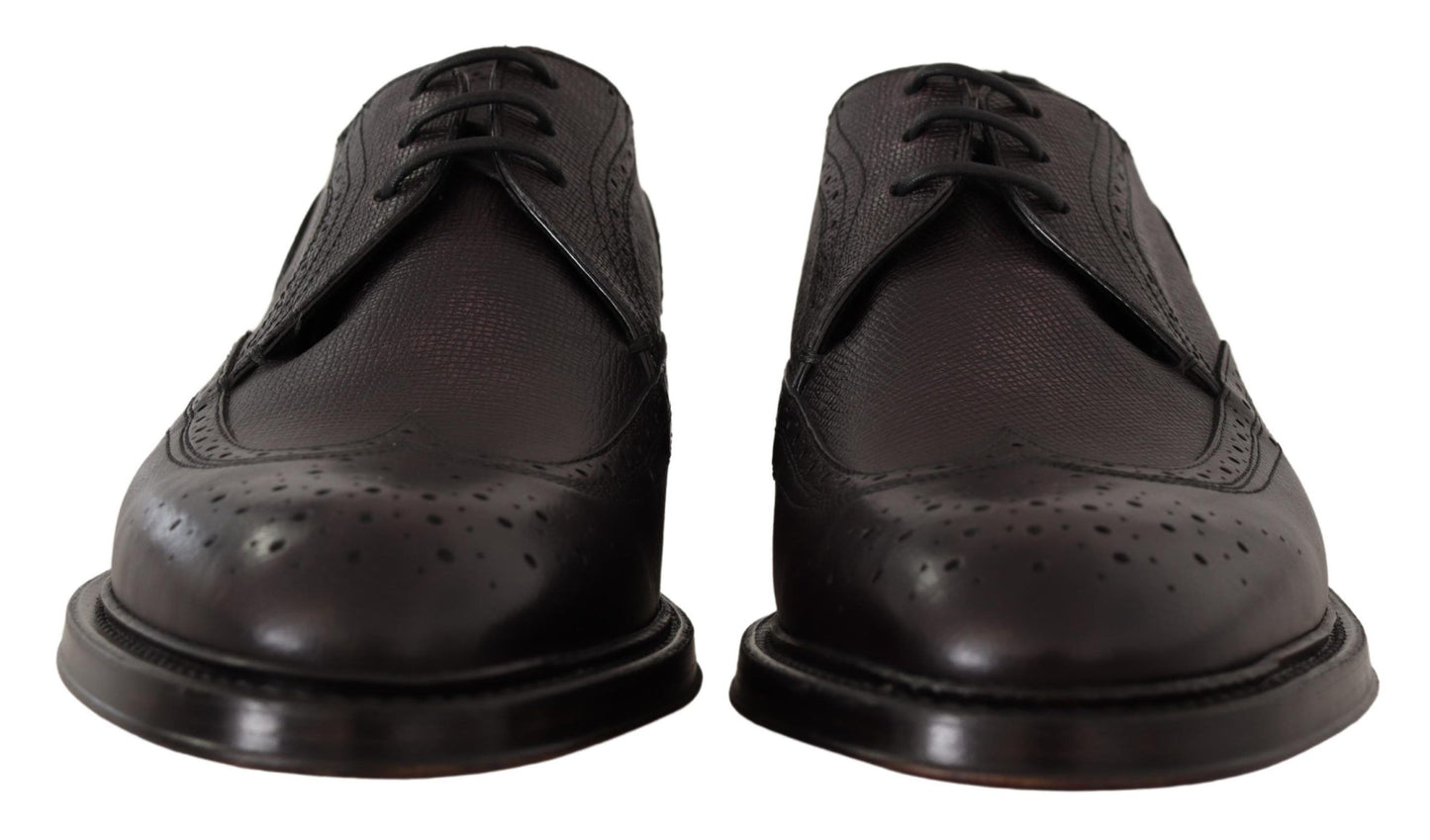 Dolce & Gabbana Elegante Paarse Wingtip Heren Formele Schoenen