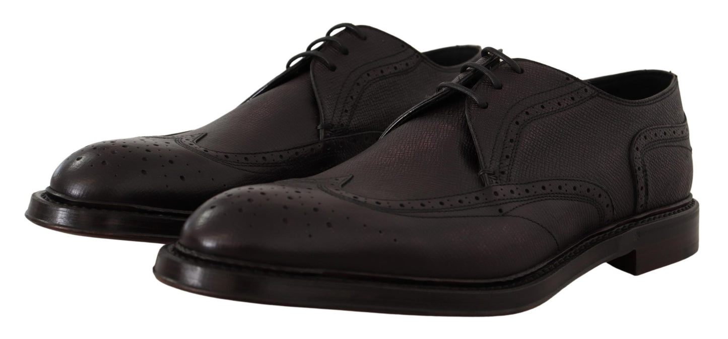 Dolce & Gabbana Elegante Paarse Wingtip Heren Formele Schoenen