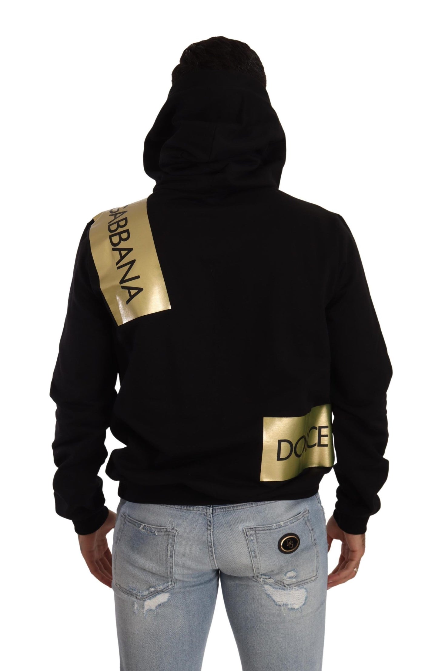 Dolce & Gabbana Til je stijl naar een hoger niveau met een zwarte trui met gouden logo