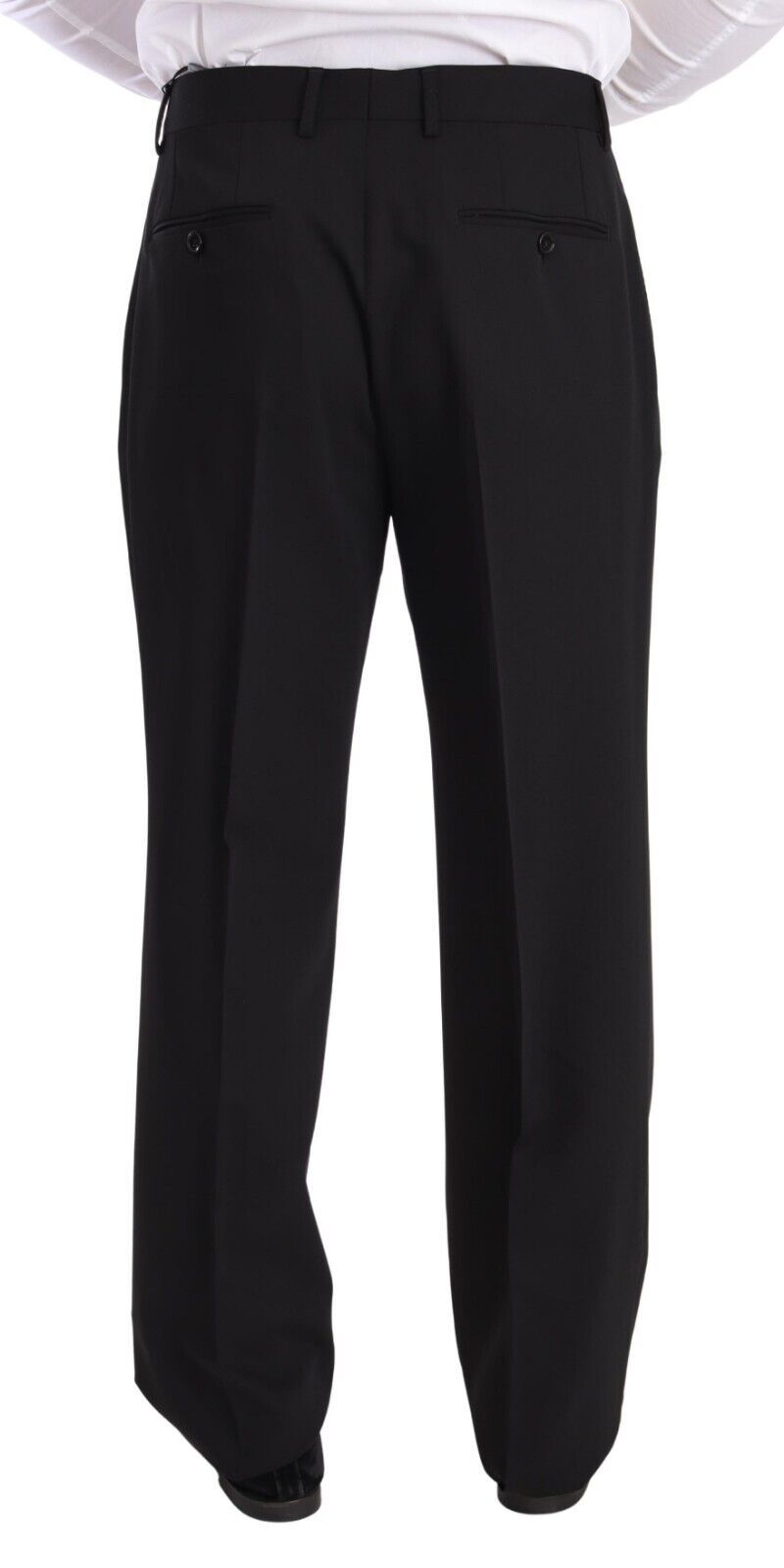 Dolce & Gabbana Elegante Zwarte Wollen Smokingbroek