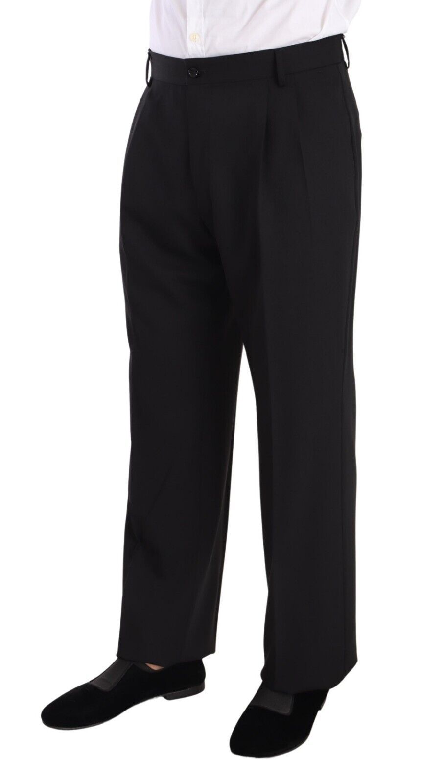 Dolce & Gabbana Elegante Zwarte Wollen Smokingbroek