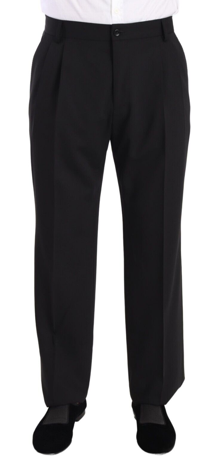 Dolce & Gabbana Elegante Zwarte Wollen Smokingbroek