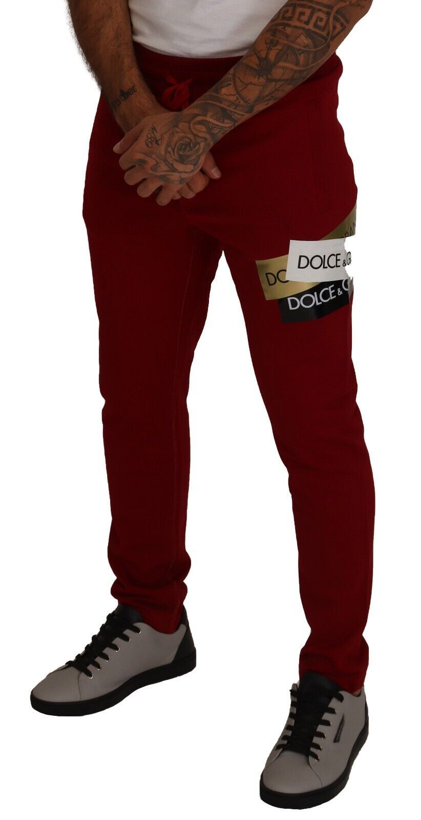 Dolce & Gabbana Elegante Rode Joggingbroek met Trekkoordsluiting